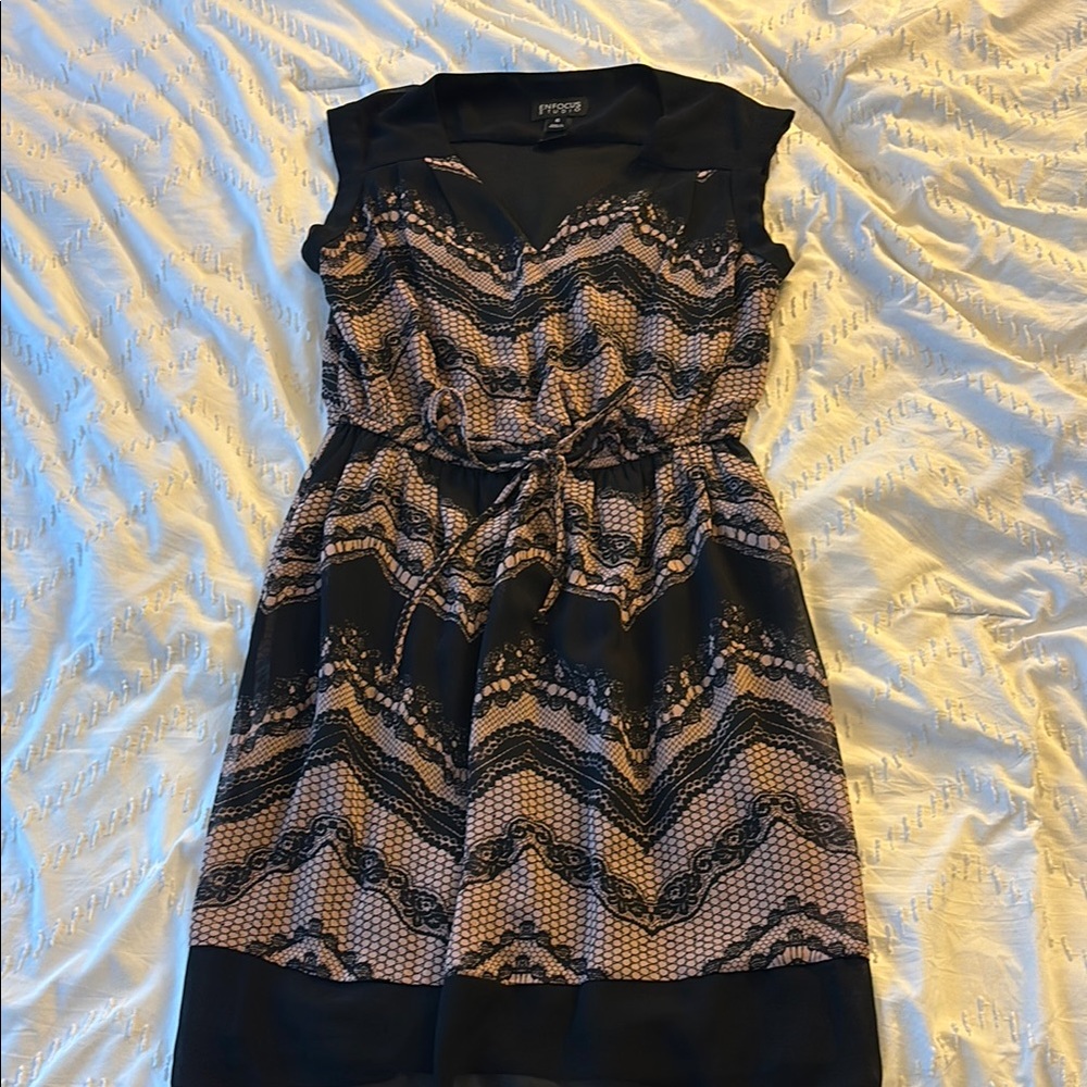 Enfocus Studio Apt. 9 Black and Brown Sleeveless V-Neck Midi Sundress